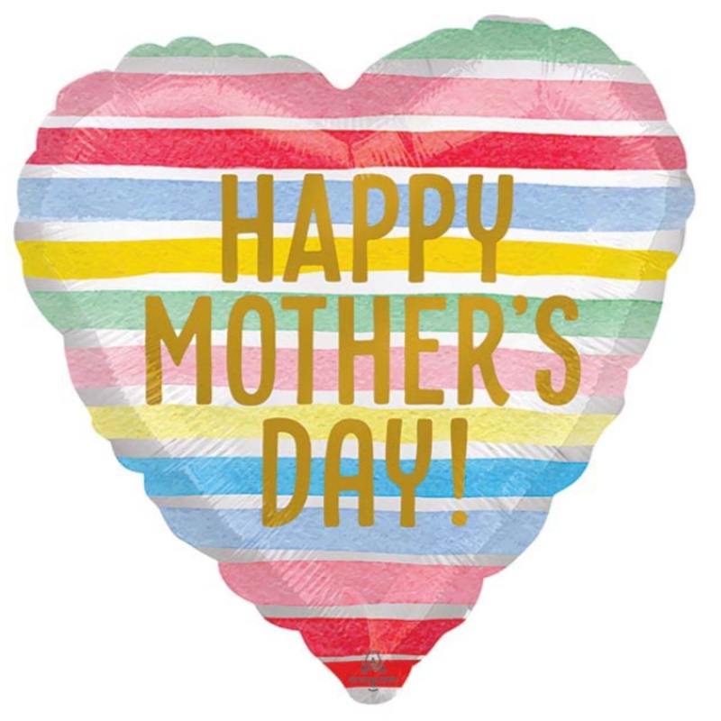 HAPPY MOTHER’S DAY STRIPED HEART SHAPED BALLOON