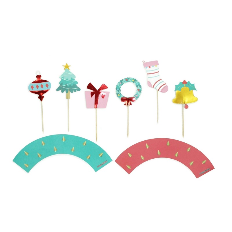 HOLLY JOLLY CUPCAKE TOPPER SET