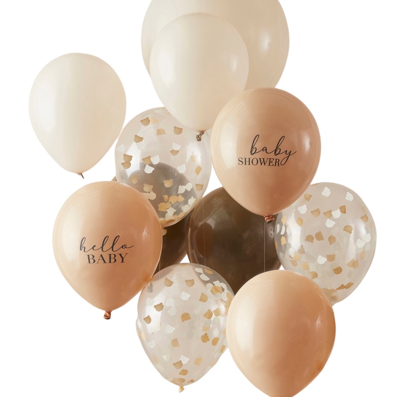 NEUTRAL HELLO BABY BALLOON BOUQUET