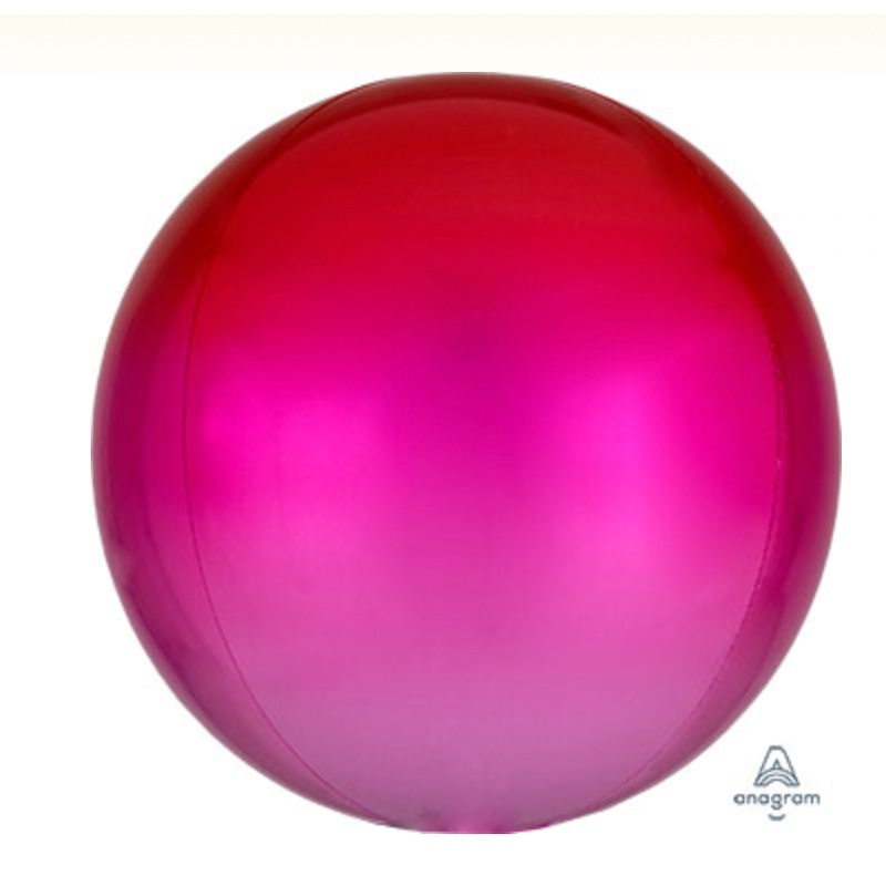 RED INTO PINK OMBRE ORB BALLOON