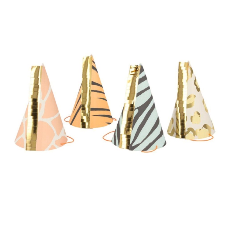 SAFARI ANIMAL PRINT PARTY HATS