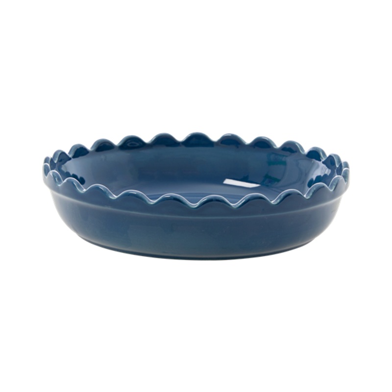 DARK BLUE STONEWARE PIE DISH