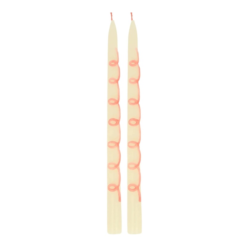 PINK SWIRL TAPER CANDLES