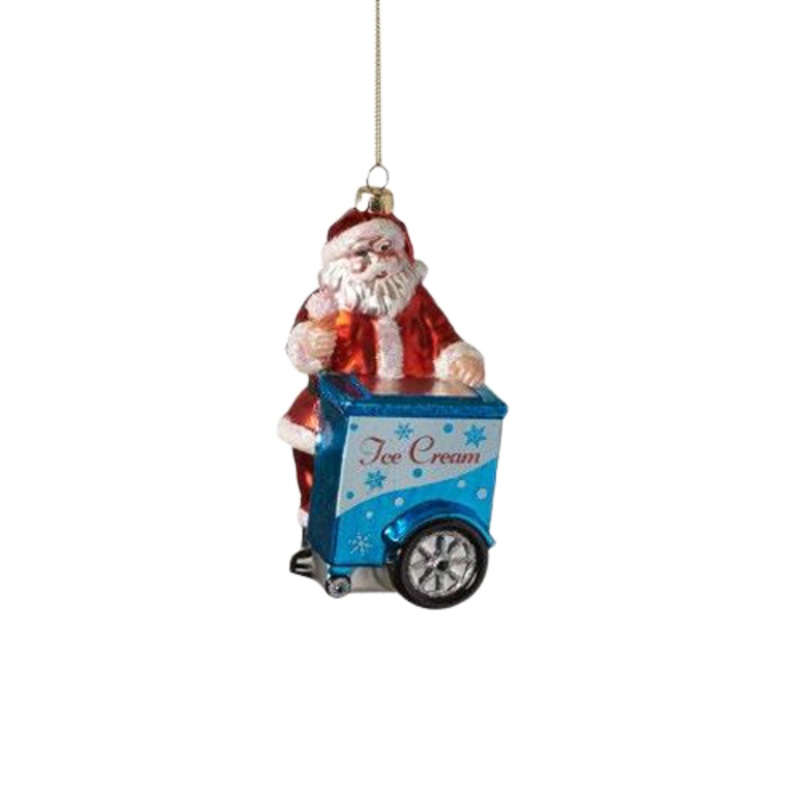 SANTA ICE CREAM CART ORNAMENT