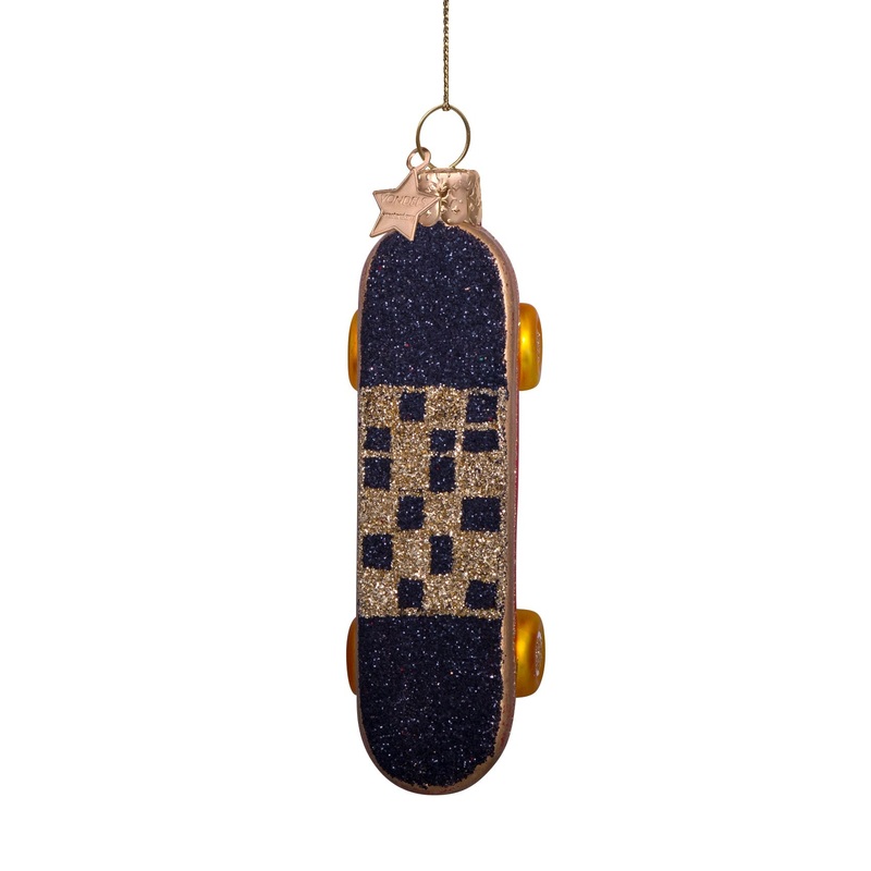 SKATEBOARD GLASS ORNAMENT