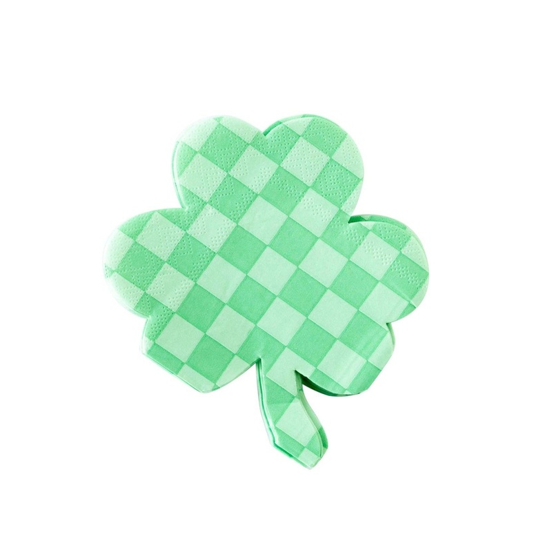 CHECKERED SHAMROCK COCKTAIL NAPKINS