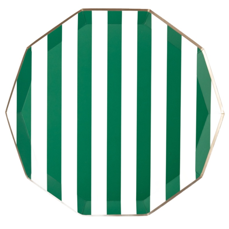 EMERALD GREEN SIGNATURE CABANA STRIPE PLATES