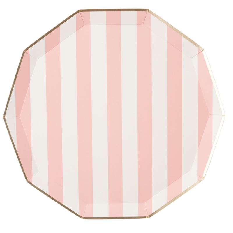 PETAL PINK SIGNATURE CABANA STRIPE PLATES