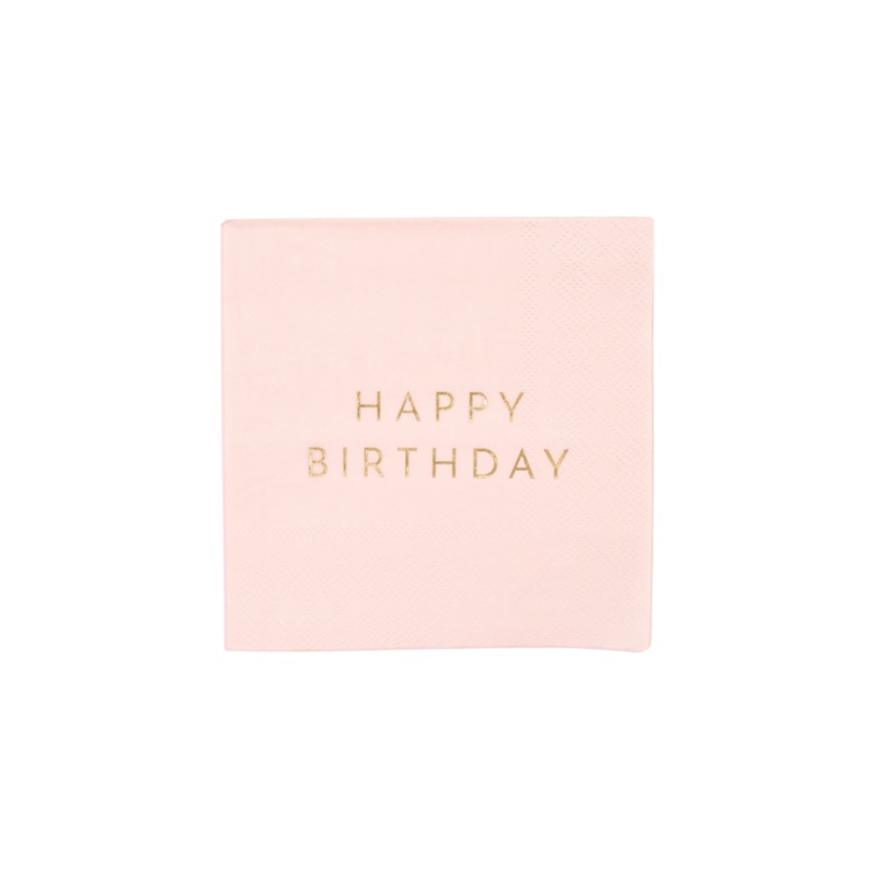 PETAL PINK SIGNATURE HAPPY BIRTHDAY COCKTAIL NAPKINS