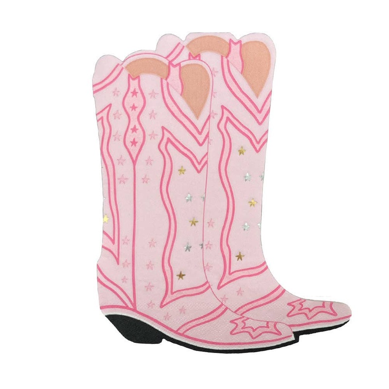 PINK COWGIRL BOOT SHAPED NAPKINS