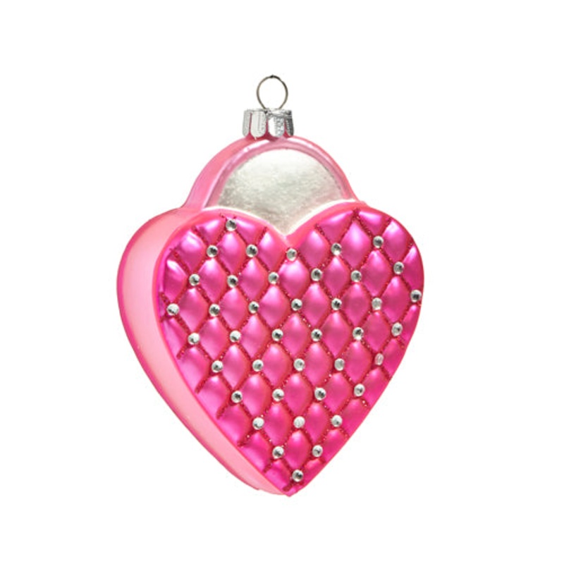 QUILTED PINK PURSE GLASS ORNAMENT
