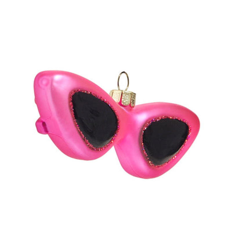 RETRO PINK SUNGLASSES GLASS ORNAMENT