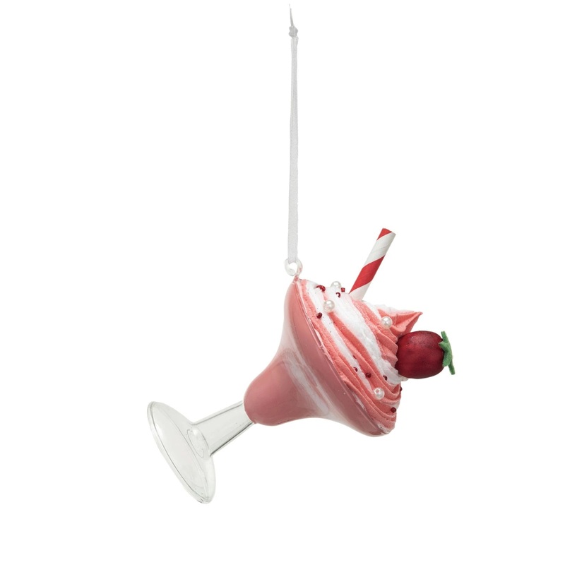 WHIPPED DRINK WITH STRAW GLASS ORNAMENT