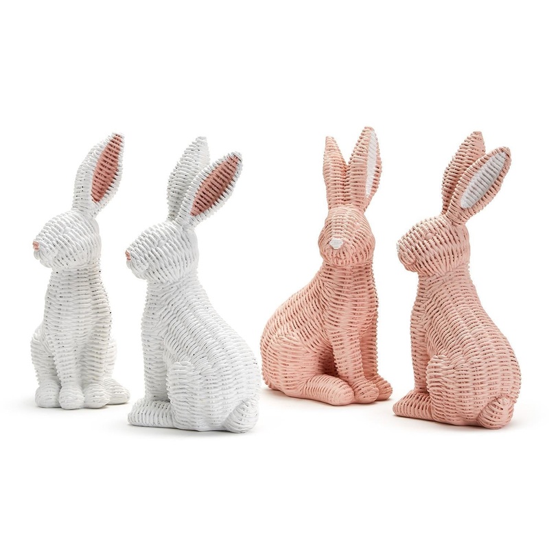 PINK & WHITE BASKET WEAVE BUNNY