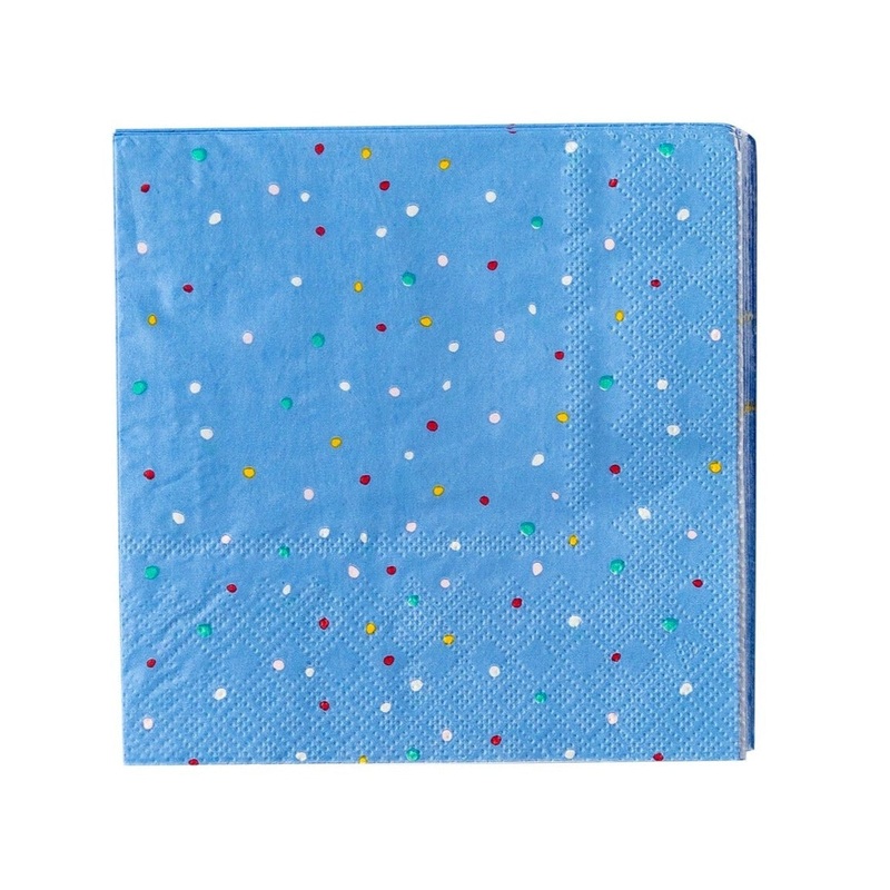 RAINBOW CONFETTI BLUE PARTY NAPKINS