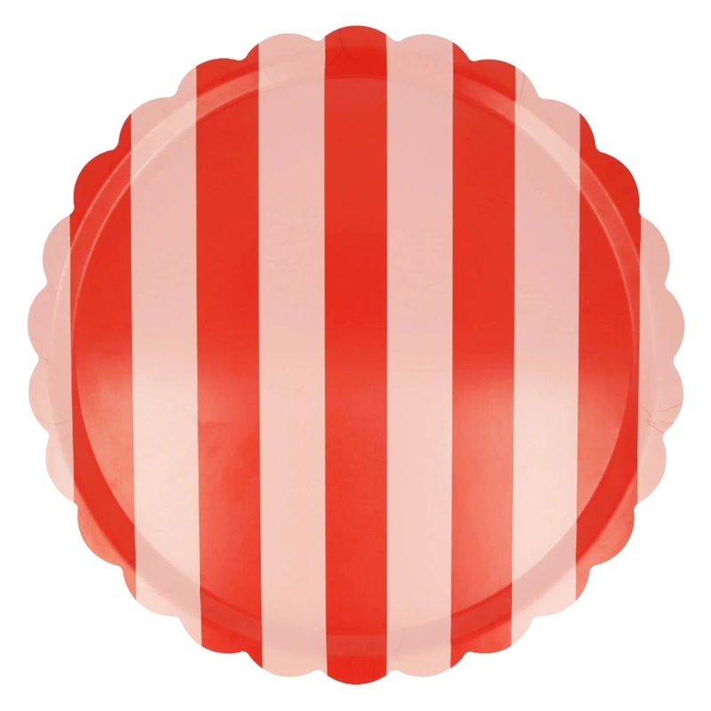 RED & PINK STRIPED TRAY