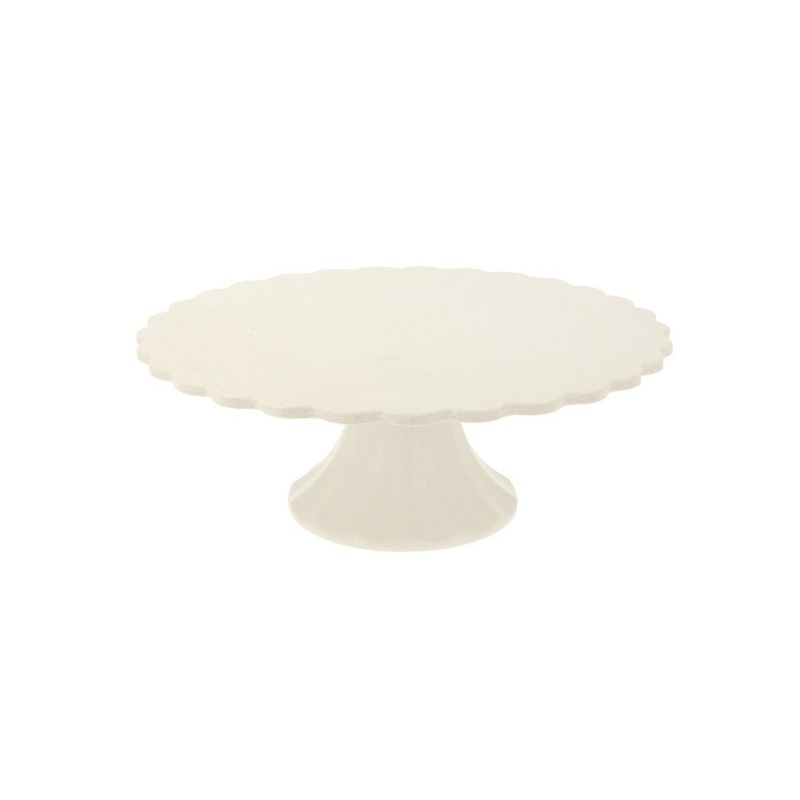 SMALL CREAM COLORED BAMBOO CAKE STAND