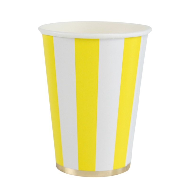 SOLEIL YELLOW SIGNATURE CABANA STRIPE CUPS
