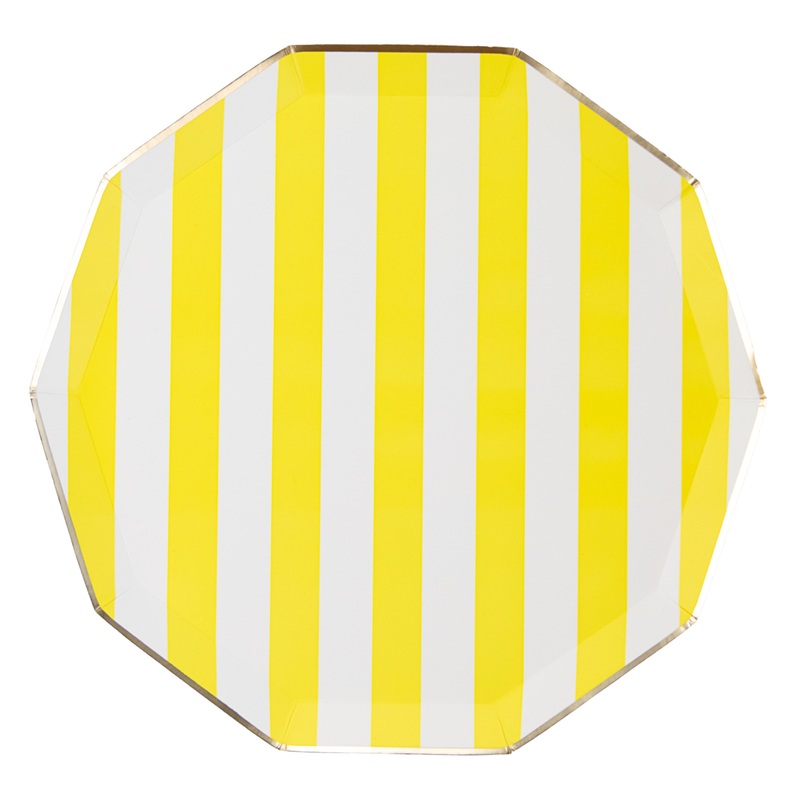 SOLEIL YELLOW SIGNATURE CABANA STRIPE PLATES