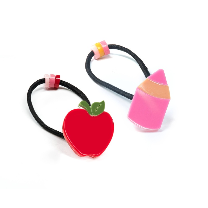APPLE AND PENCIL HAIR TIES