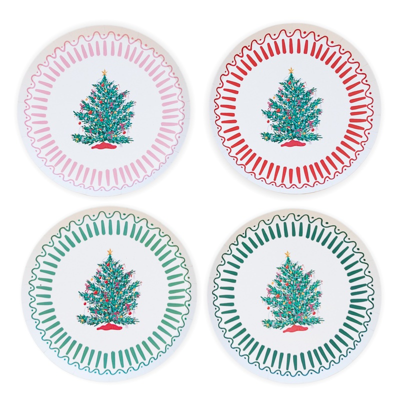 BONJOUR FTE X ONE & ONLY PAPER CHRISTMAS TREE SMALL PLATES