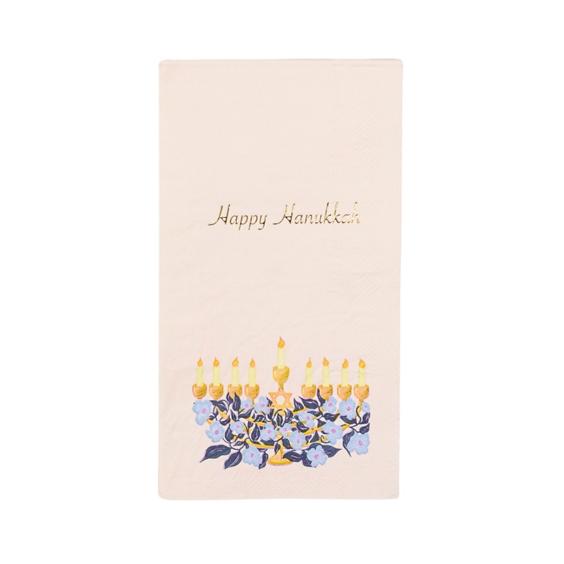 BONJOUR FTE X ONE & ONLY PAPER HAPPY HANUKKAH MENORAH GUEST TOWELS