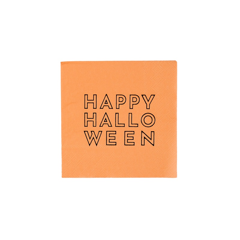 HAPPY HALLOWEEN ORANGE COCKTAIL NAPKINS