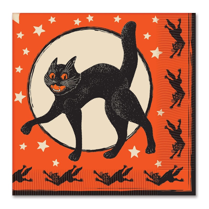 VINTAGE HALLOWEEN BLACK CAT NAPKINS