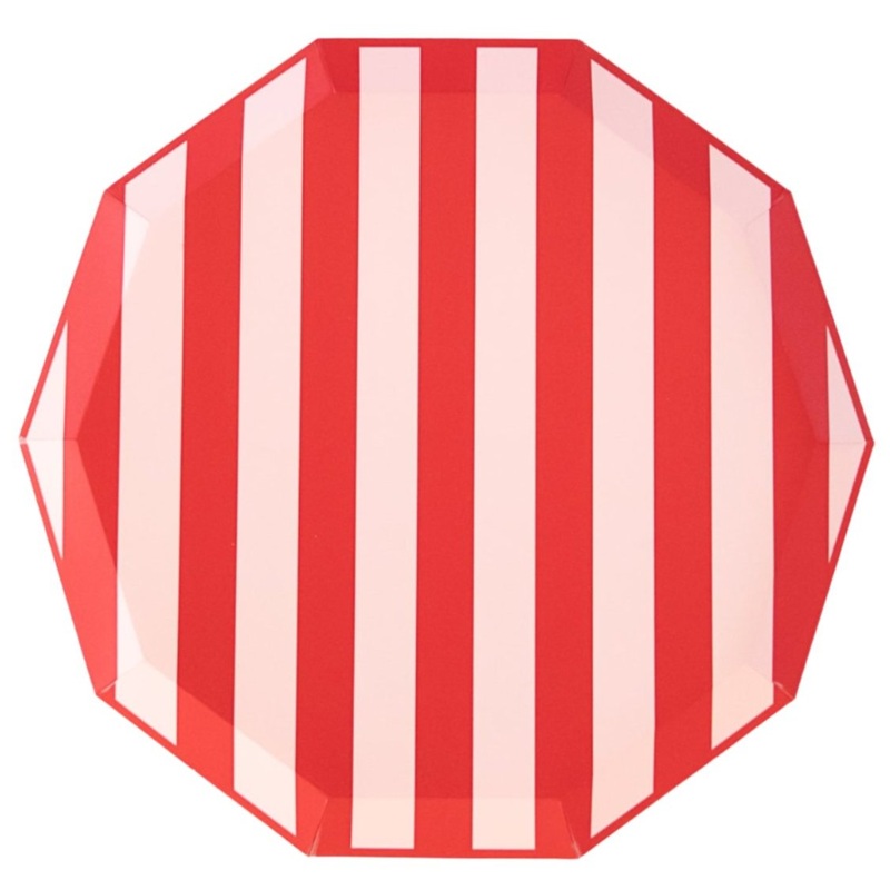 PINK & RED SIGNATURE CABANA STRIPE PLATES