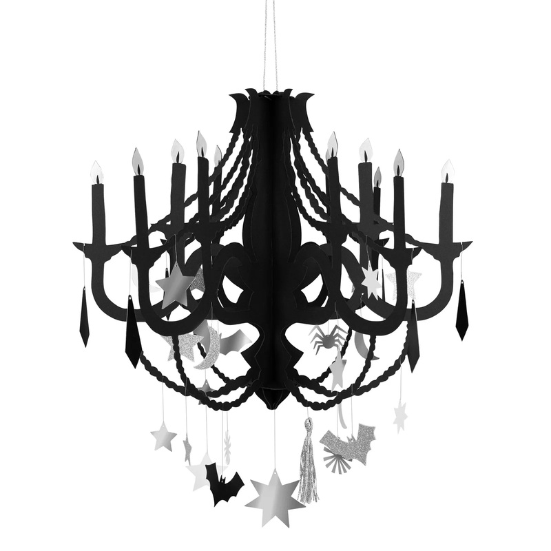 BLACK PAPER HALLOWEEN CHANDELIER