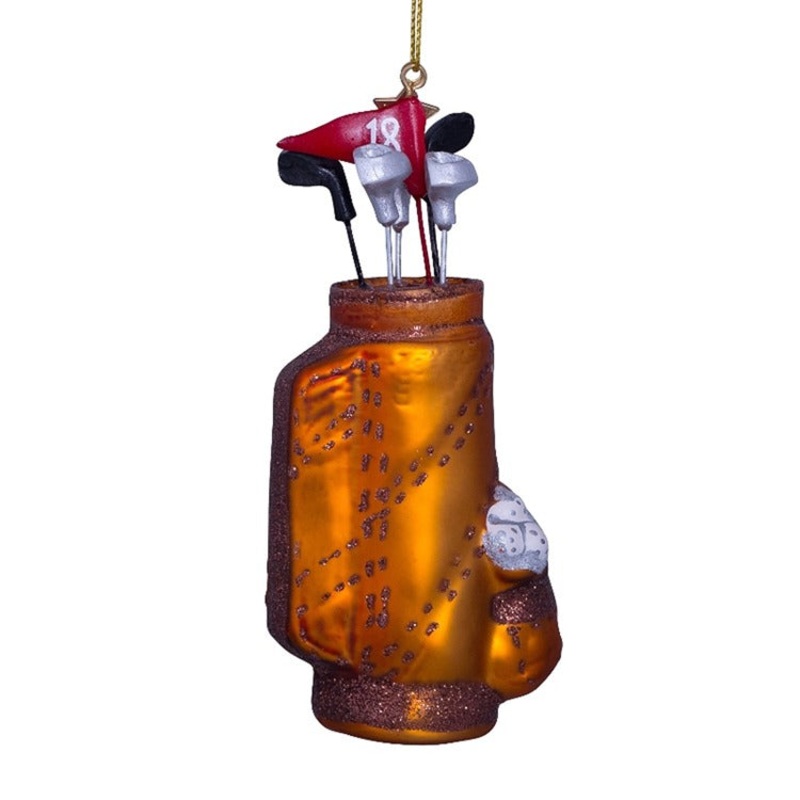 BROWN GOLF BAG GLASS ORNAMENT