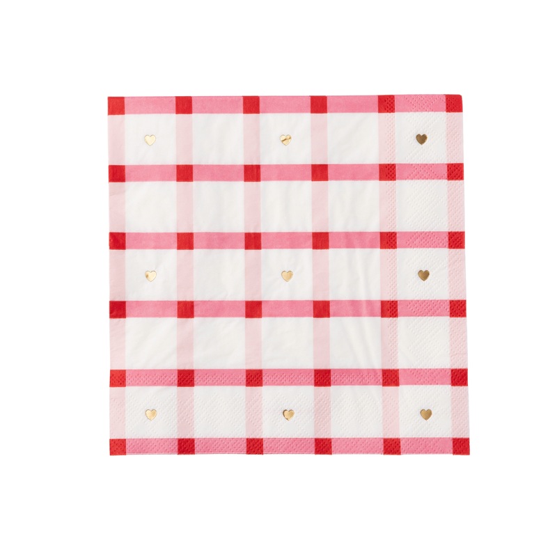 ELEGANT VALENTINE PLAID DINNER NAPKINS