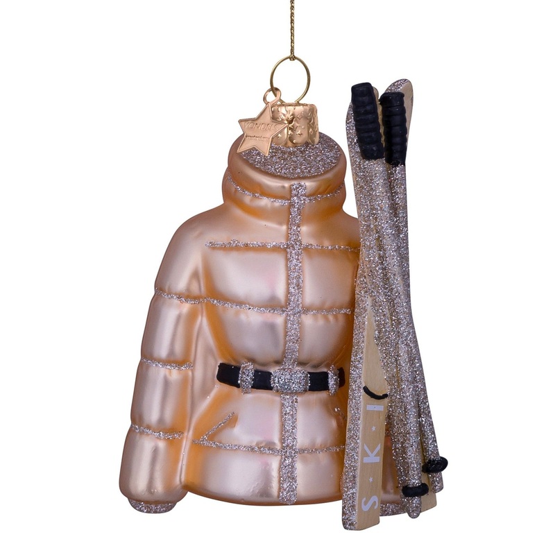 GOLD SKI JACKET GLASS ORNAMENT