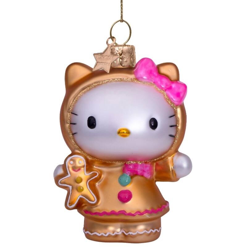 HELLO KITTY GINGERBREAD GLASS ORNAMENT