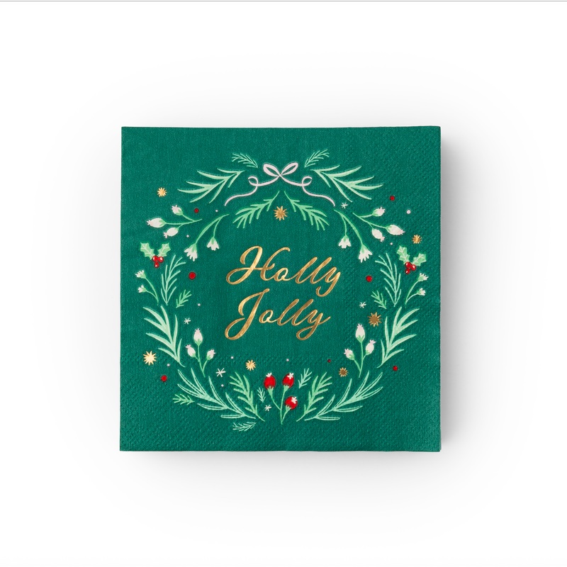 HOLLY JOLLY CHRISTMAS COCKTAIL NAPKINS