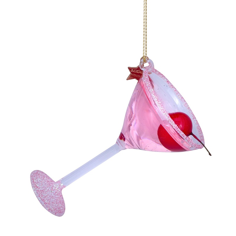 PINK COSMOPOLITAN COCKTAIL GLASS ORNAMENT