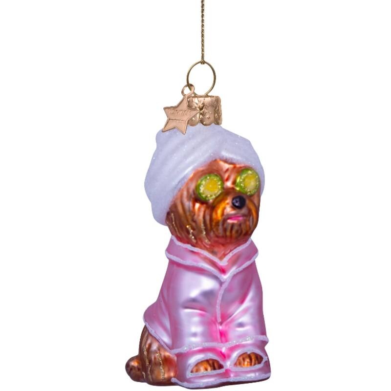 SELF CARE DOG GLASS ORNAMENT