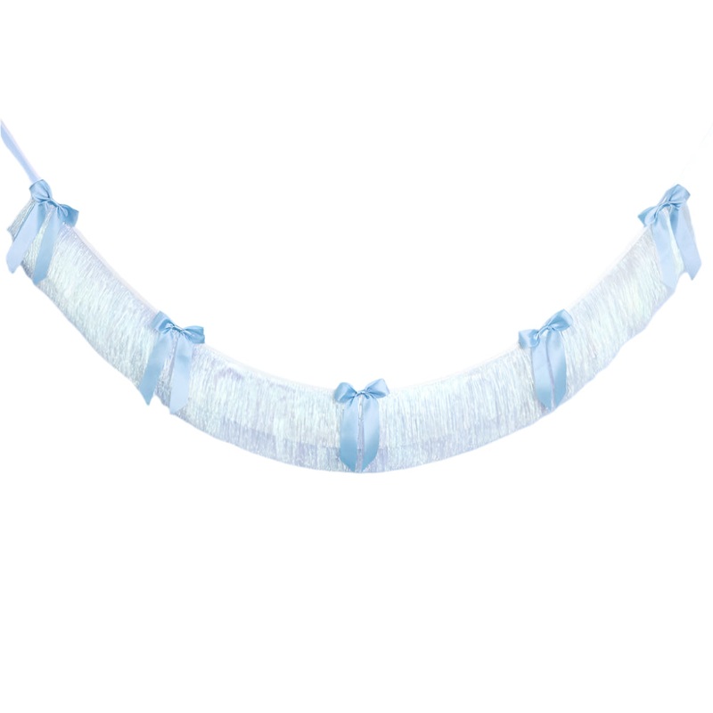 BLUE BOW FRINGE BANNER