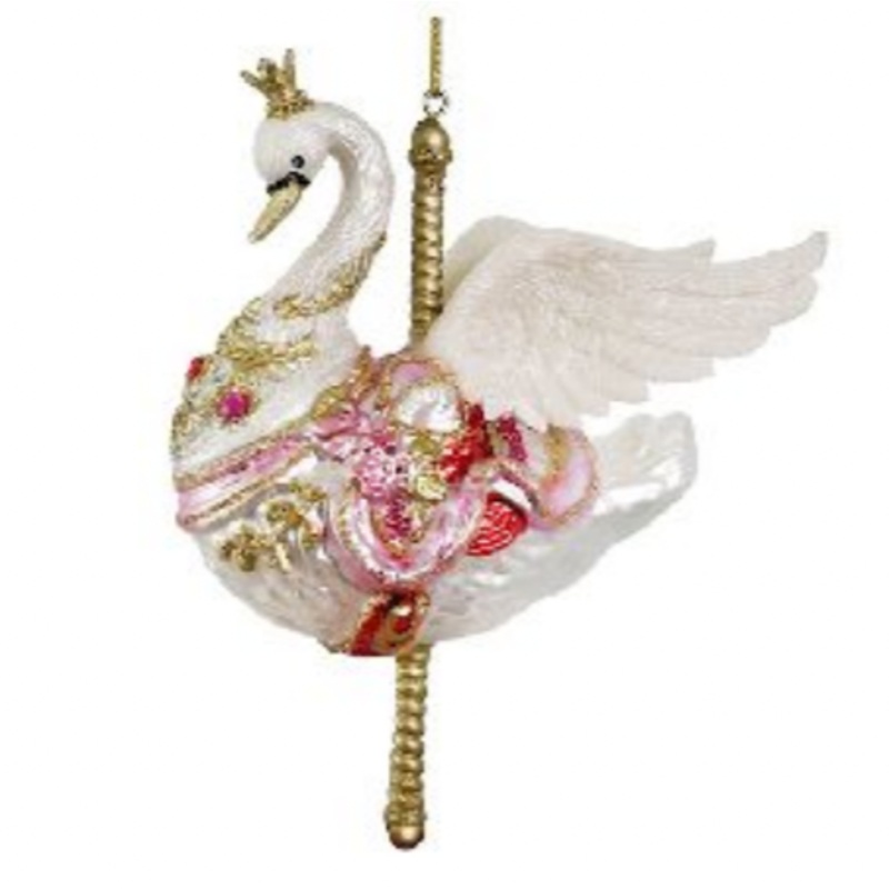 CAROUSEL SWAN GLASS ORNAMENT