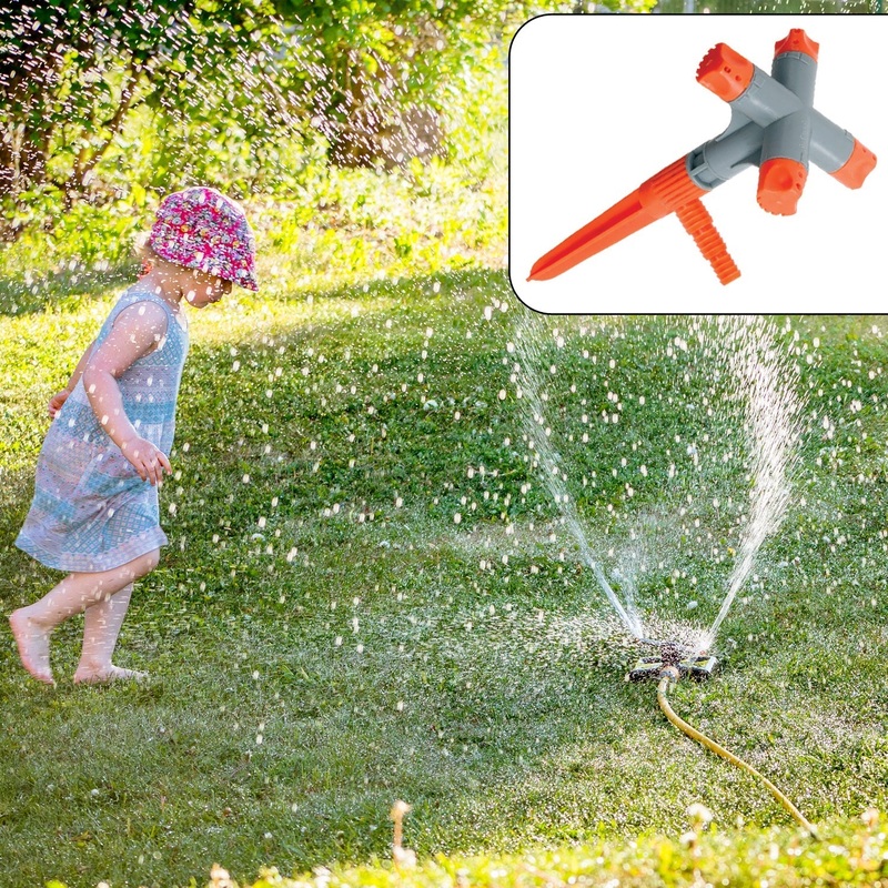 Garden Sprinkler 360 Rotating Adjustable Round 4 Arm Lawn Water Sprinkler for Watering Garden Plants / Pipe Hose Irrigation Yard Water Sprayer