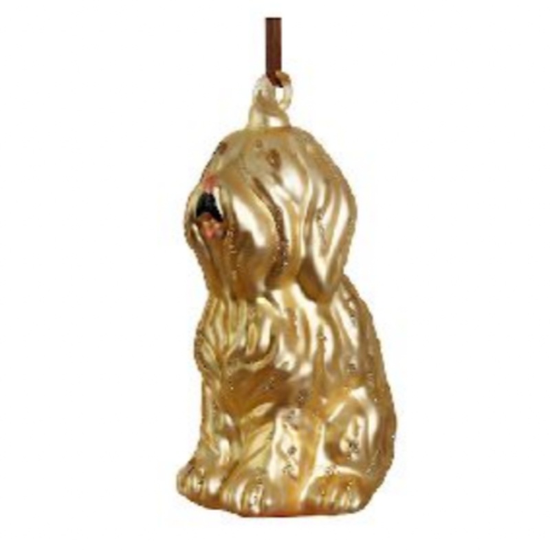 GOLD DOG GLASS ORNAMENT