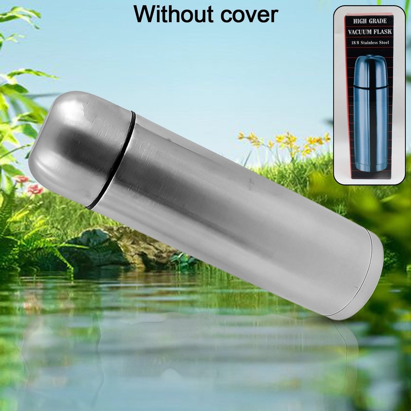 Vacuum Flask Without Cover, 18/8 Stainless Steel | Hot and Cold Water Bottle with Push-Down Lid | Double Walled Stainless Steel Bottle for Travel, Home, Office, School, Picnic (1000 ML / Without Cover)