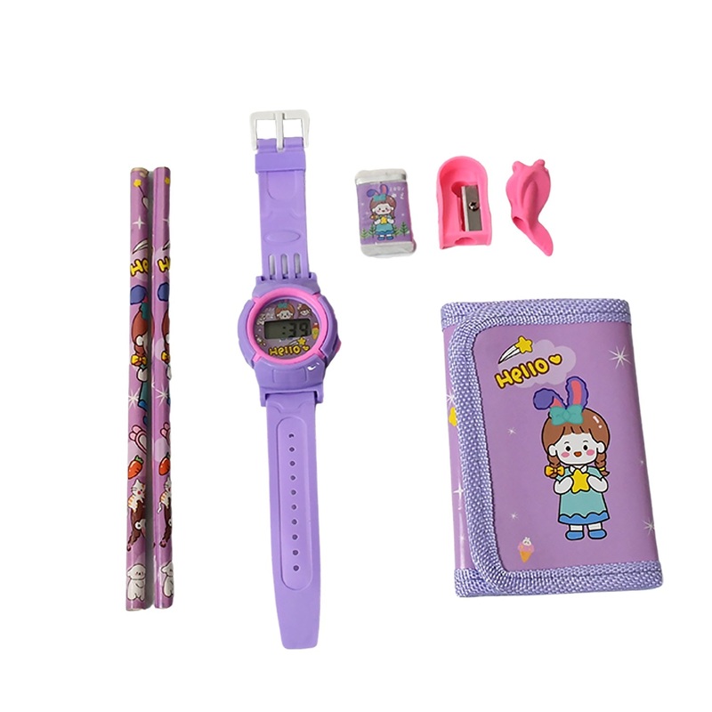 Stationery Set for Girls and Boys | Kids Return Gift – 7 In 1 School Items For Kids-Pencils, Eraser, Sharpener, Pouch, Pencil Extender | Birthday Gift Idea Stationary Kit Set for School Kids (Pack of 7 Pcs Set)