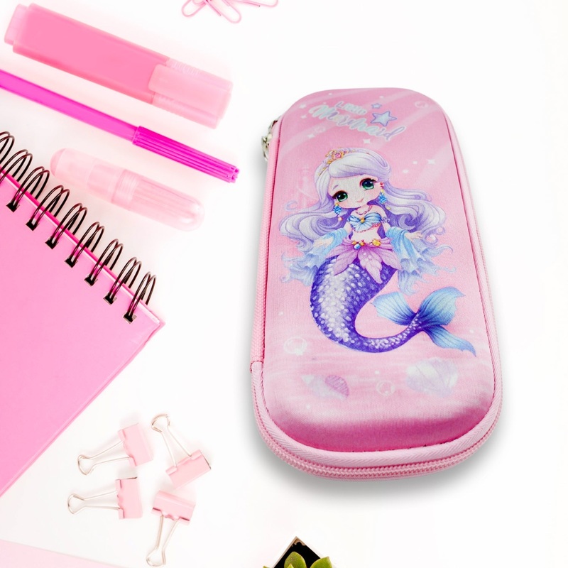 Pencil Case for Girls, Cute Pencil Case for Kids, Storage Pouch Large Capacity with Compartment & Zipper & Unicorn Ornaments, Toddler School Supply Organizer for Students, Stationery Box Pouch (1 Pc / 23×10 Cm)