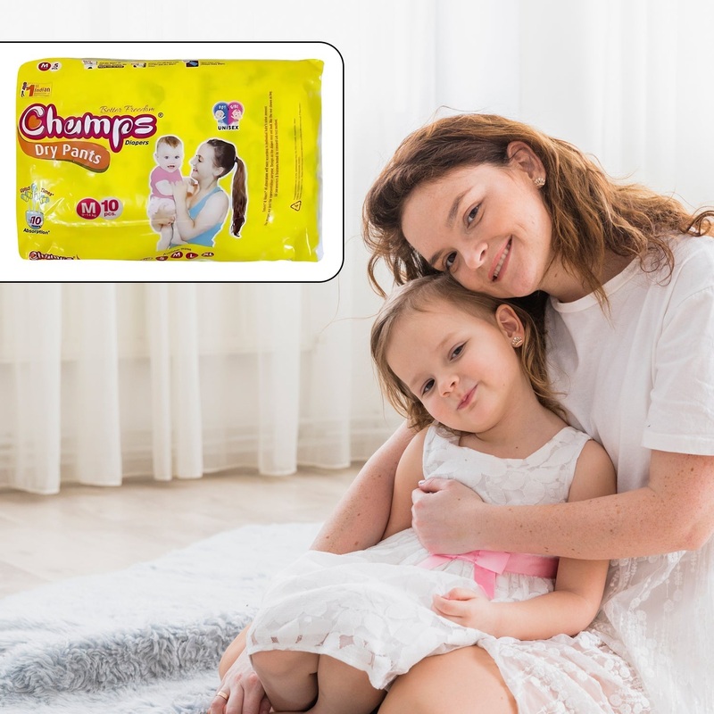 0966 Medium Champs Dry Pants Style Diaper – Medium (10 pcs) Best for Travel  Absorption, Champs Baby Diapers, Champs Soft and Dry Baby Diaper Pants (M, 10 Pcs )