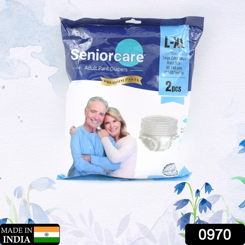 0970 Large – Extra Large Senior care Adult Pull Up Diaper Pants (Waist Size (90-140 Cm | 35 -55 Inch) Adult Diapers  ( Large – Extra Large L-XL2Pc)