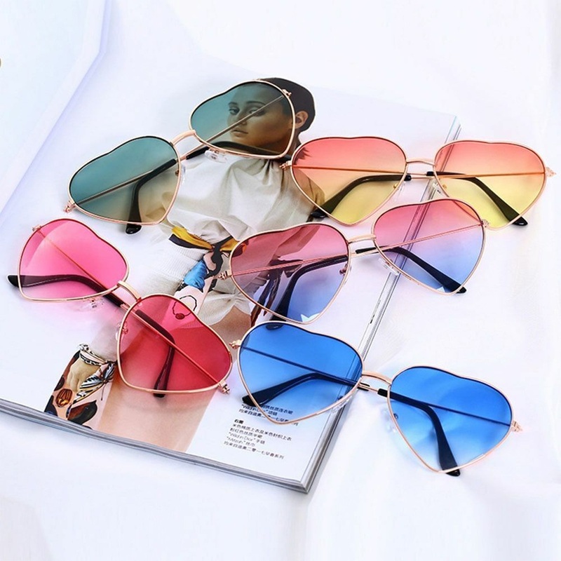 Multi color Heart Shaped Metal Reflective Mirror Lens Women’s Sunglasses