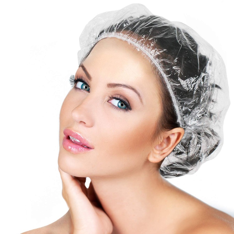 Large Disposable Waterproof Shower Caps  12 Pack for Women, Travel, Hotel, Spa, Salon