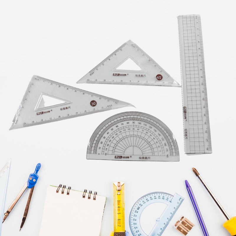 4pcs School & Office Ruler Set  Drafting & Stationery Supplies