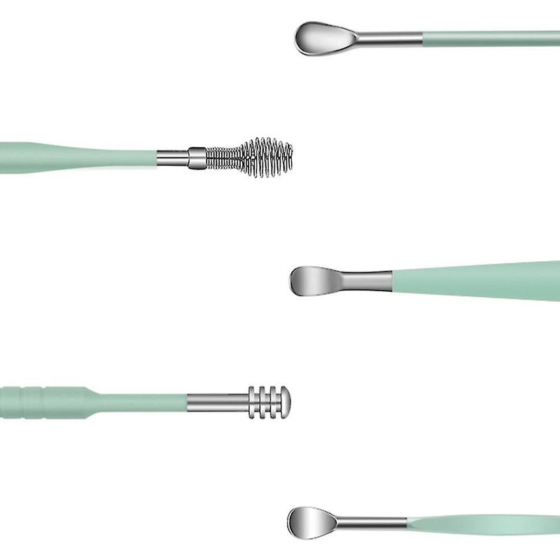 6-in-1 Ear Wax Cleaner- Resuable Ear Cleaning Tools Leather Pouch – Ear Pick Wax Remover Tool Kit with Ear Curette Cleaner and Spring Ear Buds Cleaner Fit in Pocket Great for Traveling